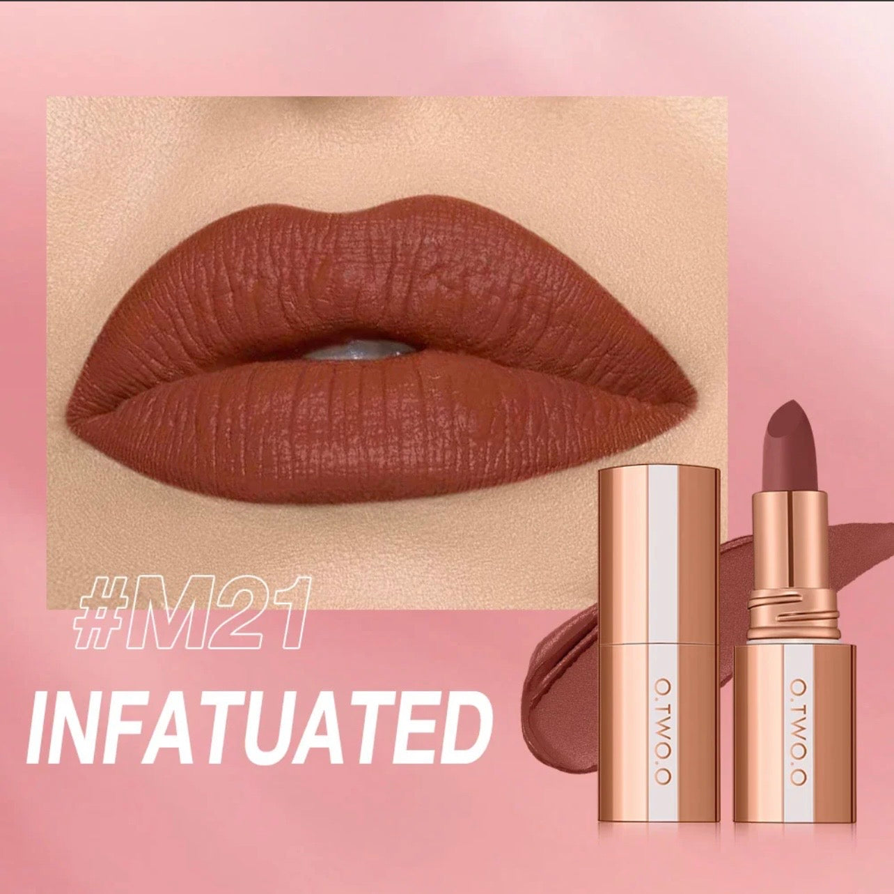 O.TWO.O Powder Matte, Transfer-Proof, Waterproof, 24-hour Intense Color Lipstick