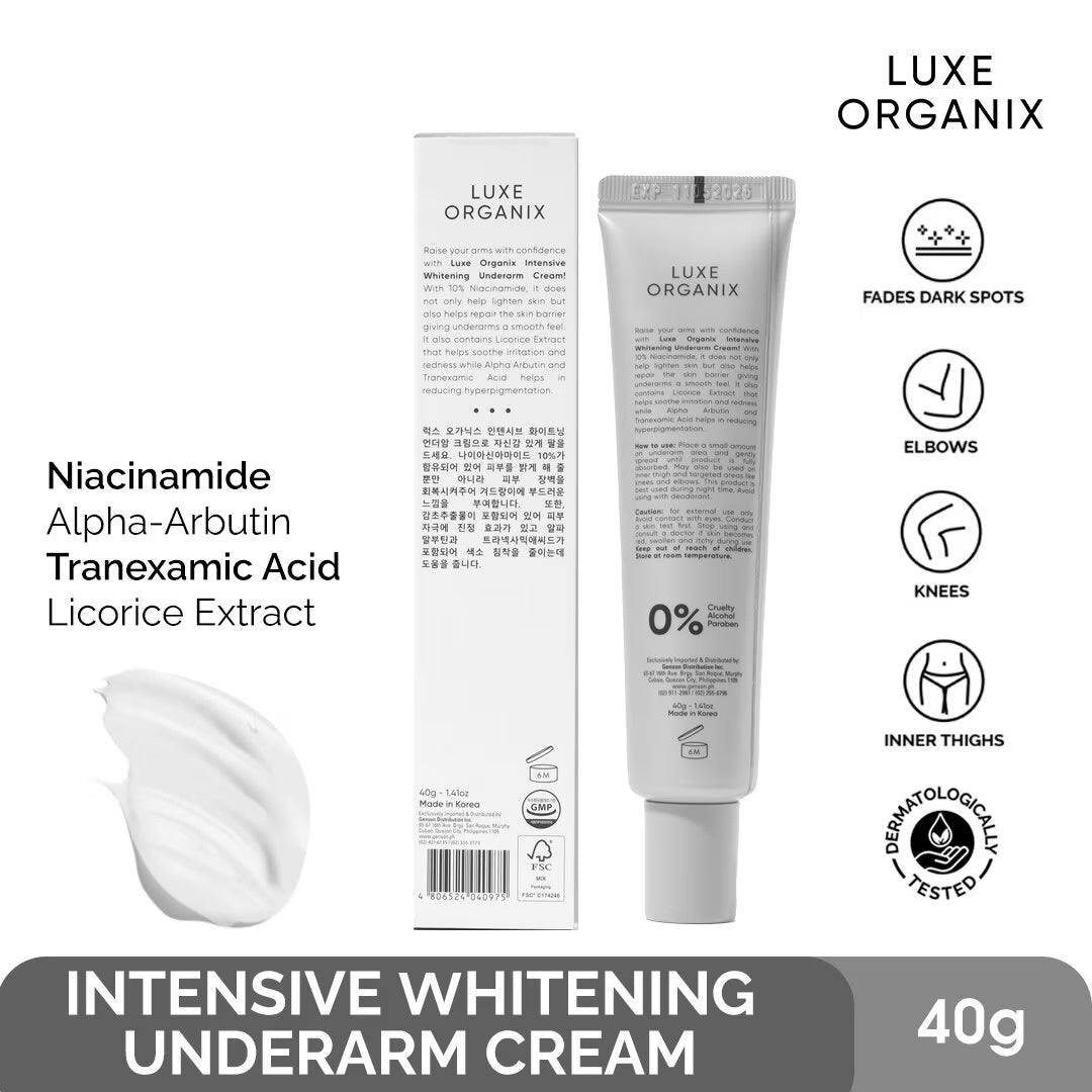LUXE ORGANIX Intensive Brightening Underarm Cream 10% Niacinamide 30g