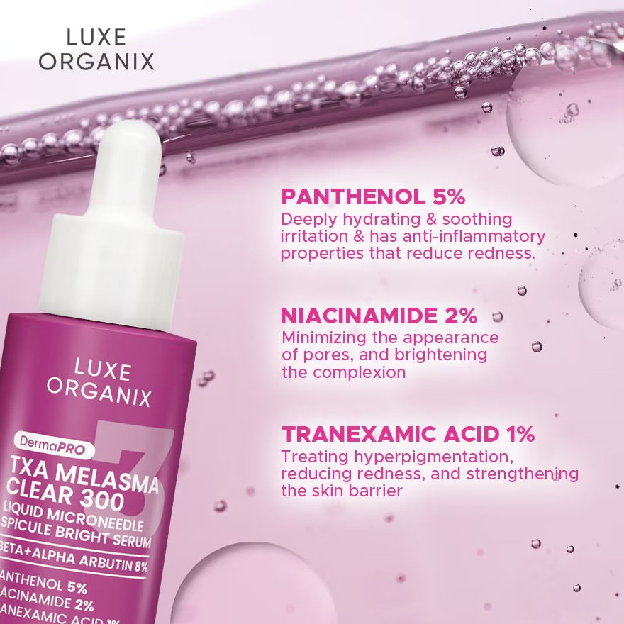 LUXE ORGANIX DermaPRO TXA Clear Microneedle Spicule Bright Serum 30ml