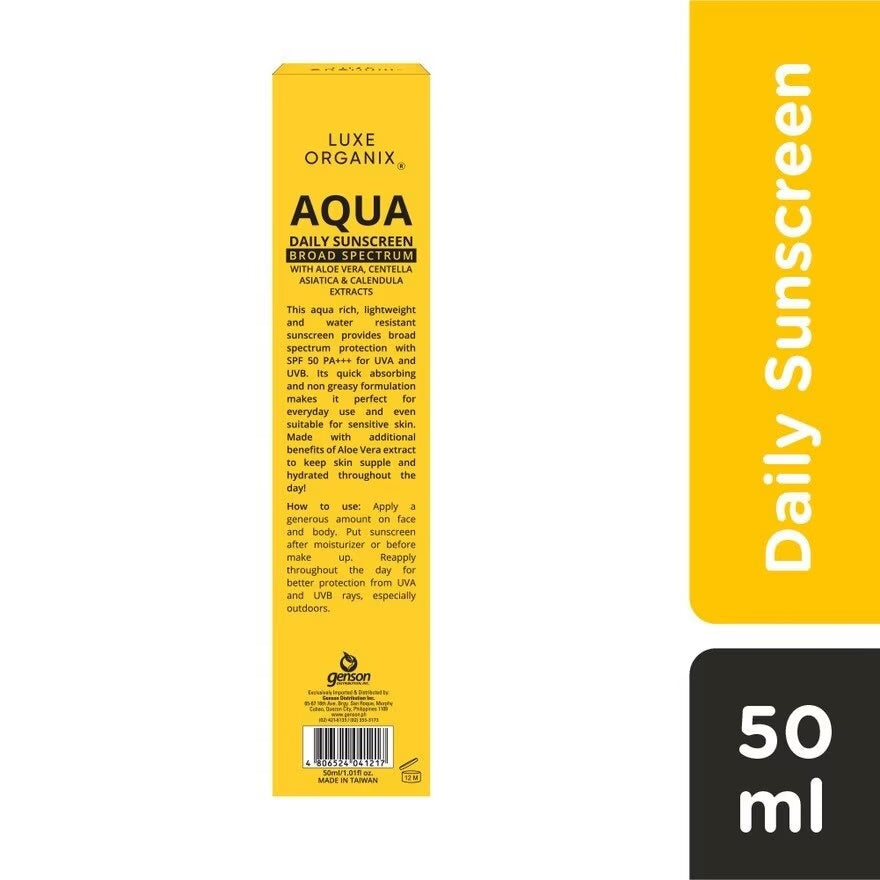 LUXE ORGANIX Aqua Daily Sunscreen SPF50+ PA*** UVA/UVB Protection 50ml
