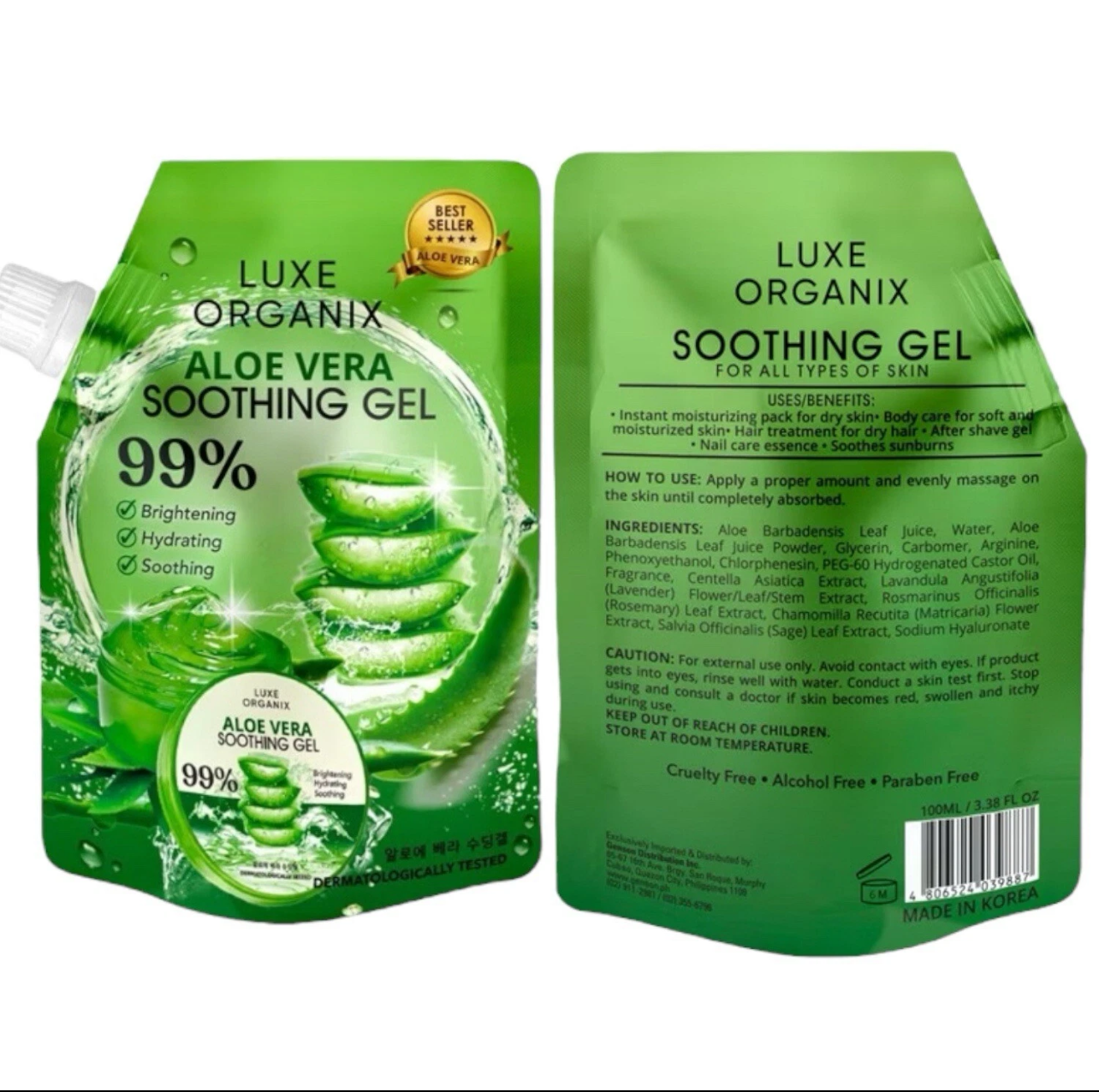 LUXE ORGANIX Soothing Gel Aloe Vera 99.99% - 100ml ( GREEN )