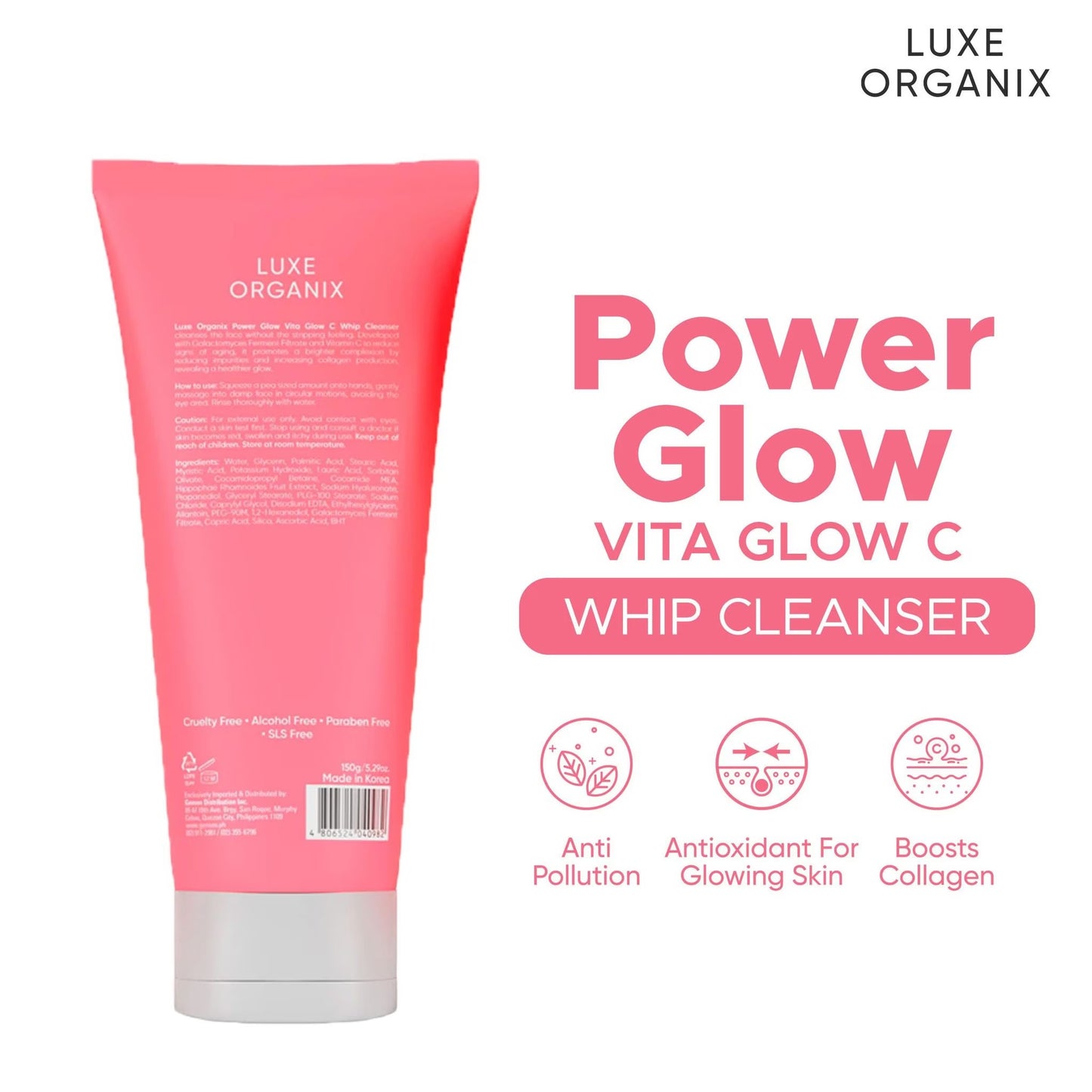LUXE ORGANIX Power Glow Vita Glow C Whip Cleanser 150g