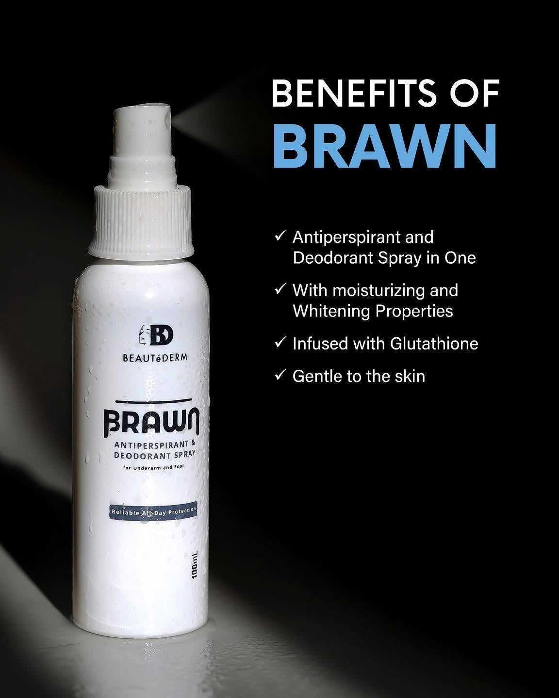 New and Improved Brawn Anti-Perspirant Spray 100ml BUY 1 TAKE 1 FREE