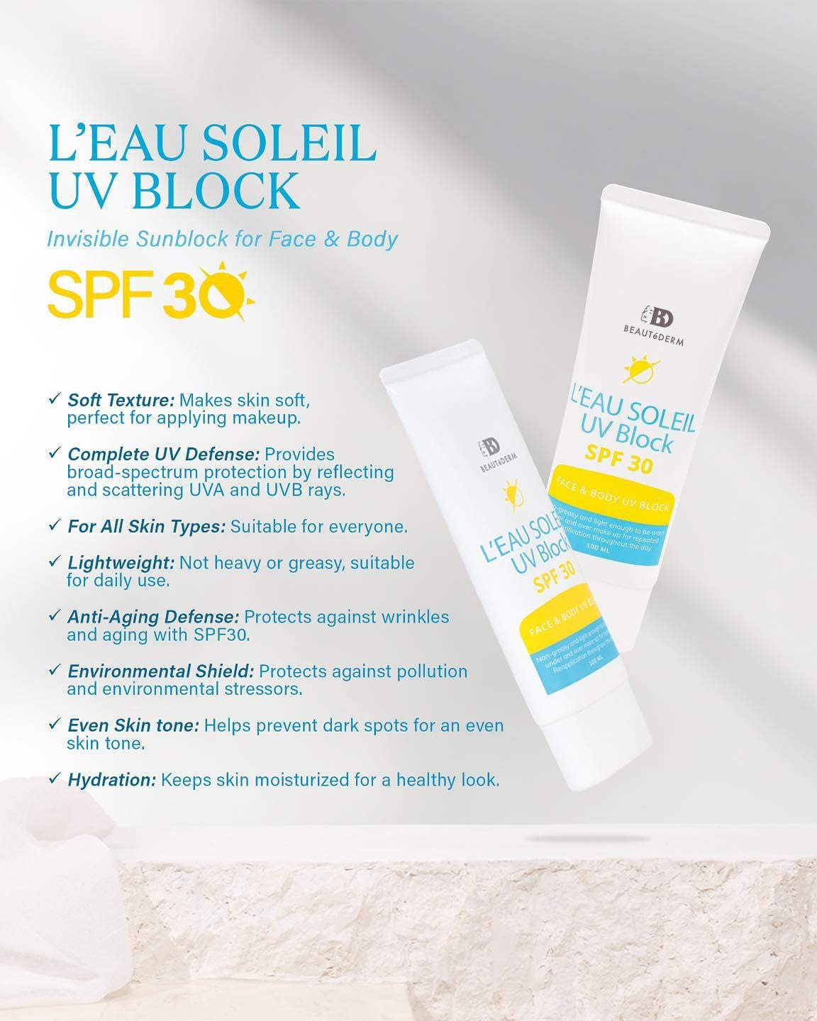 L’Eau Soleil Face & Body UV Block Lotion (SPF 30) 100ml
