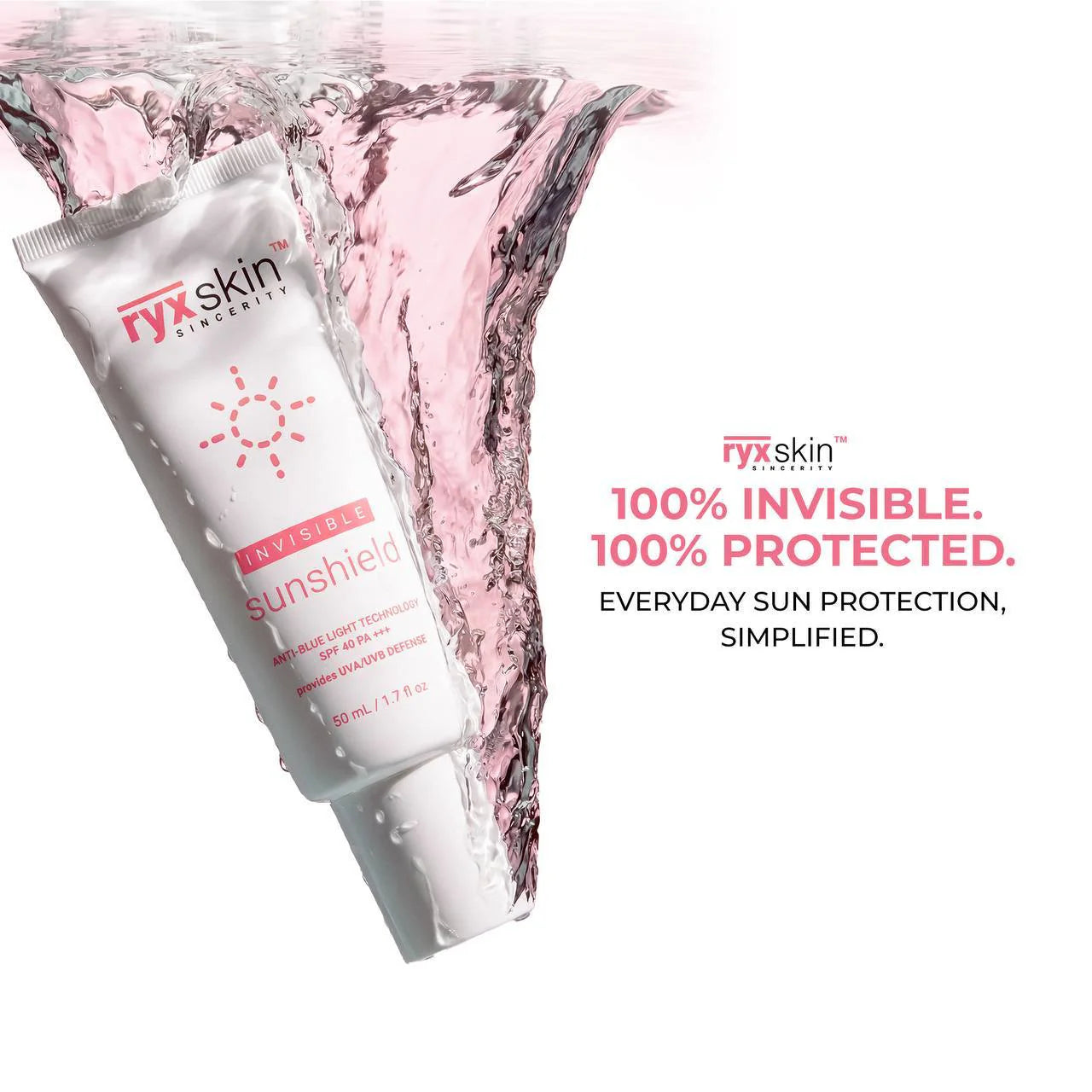 RyxSkin INVISIBLE SUNSHIELD SPF 40 PA +++ Broad Spectrum 50ml