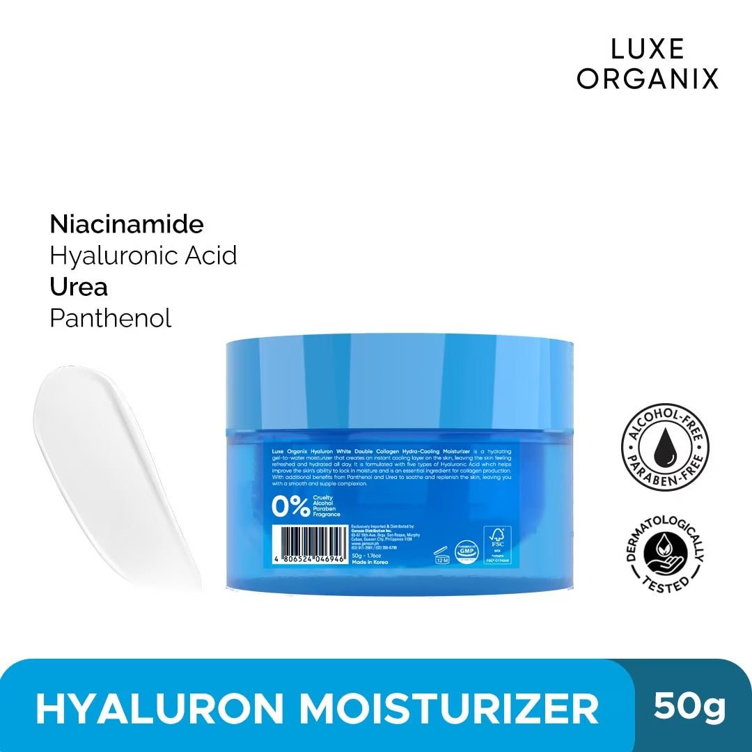 LUXE ORGANIX Hyaluron White Double Collagen Hydra-Cooling Mousturizer 50g