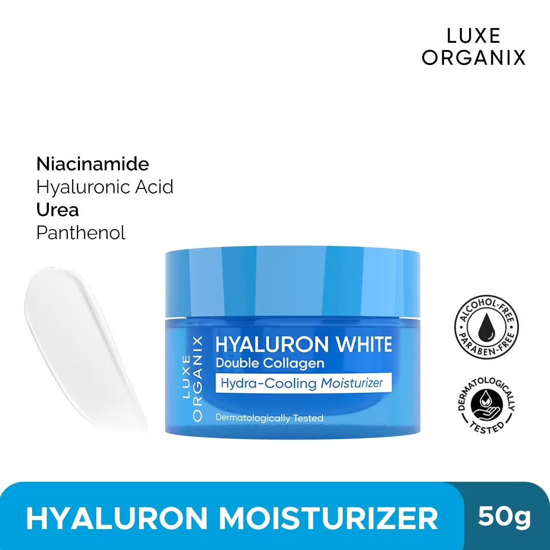 LUXE ORGANIX Hyaluron White Double Collagen Hydra-Cooling Mousturizer 50g