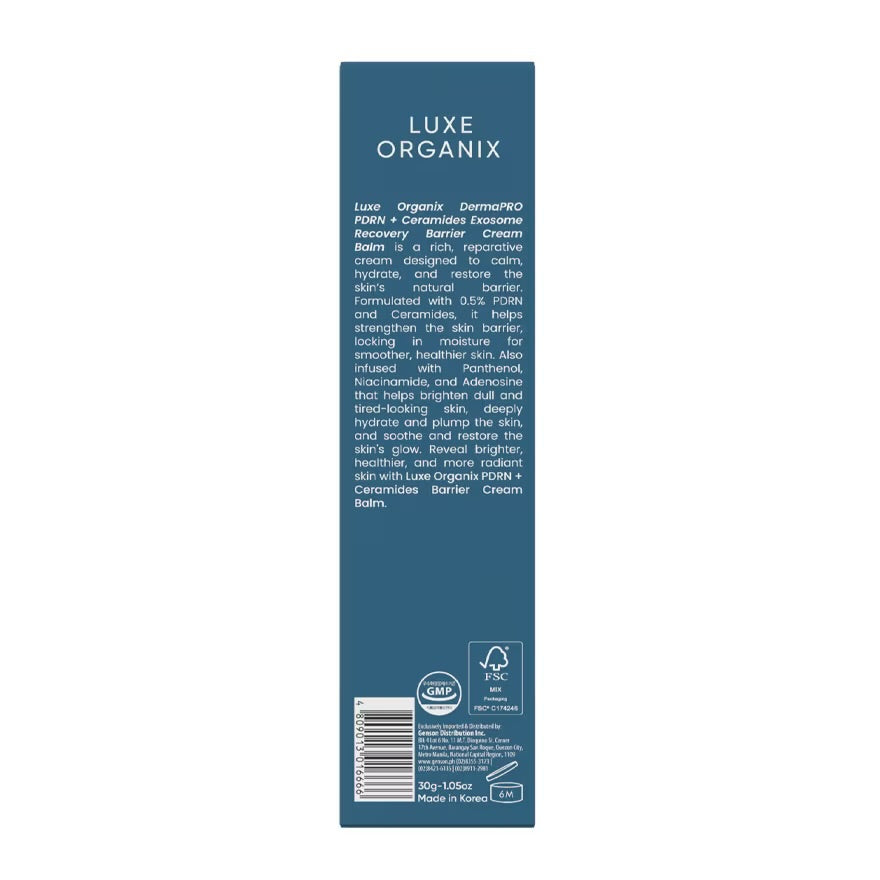 LUXE ORGANIX DermaPRO PDRN + Ceramides Exosome Recovery Barrier Cream Balm 30g