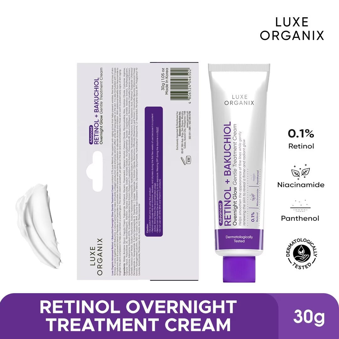 LUXE ORGANIX Retinol + Bakuchiol Overnight Glow Gentle Cream 30g