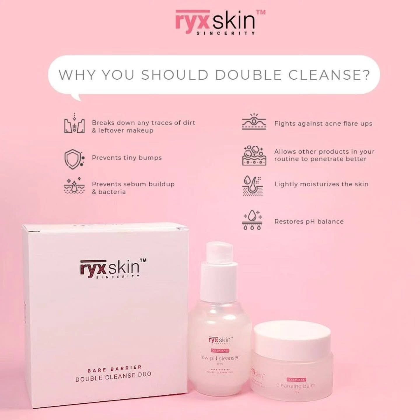 RYXSKIN BARE BARRIER, DOUBLE CLEANSED DUO