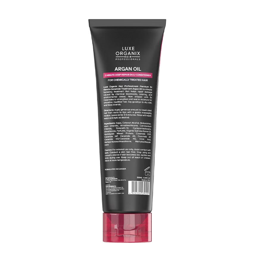 LUXE ORGANIX Premium Keratin Treatment Argan Oil Deep Repair Conditioner 250ml with Luxe Organix Premium Keratin Argan Oil Shampoo 210ml