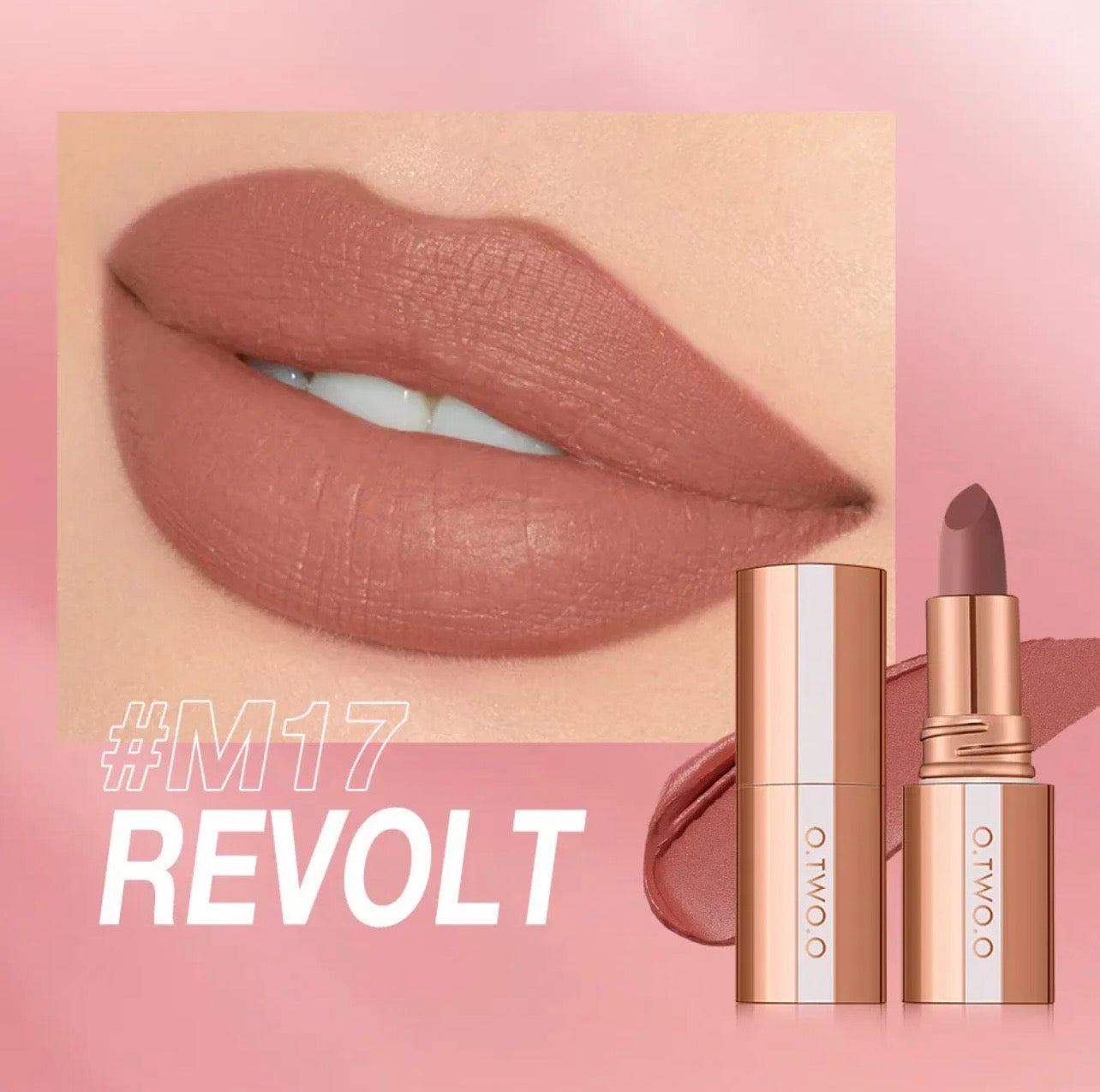 O.TWO.O Powder Matte, Transfer-Proof, Waterproof, 24-hour Intense Color Lipstick