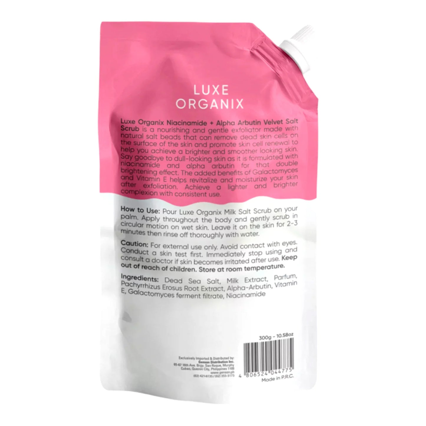 LUXE ORGANIX - Niacinamide + Alpha Arbutin Velvet Salt Scrub Double Brightening 300G - ( PINK )