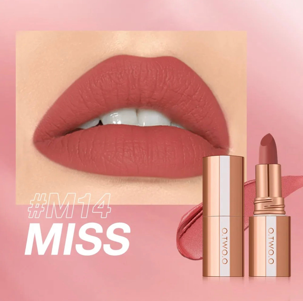 O.TWO.O Powder Matte, Transfer-Proof, Waterproof, 24-hour Intense Color Lipstick