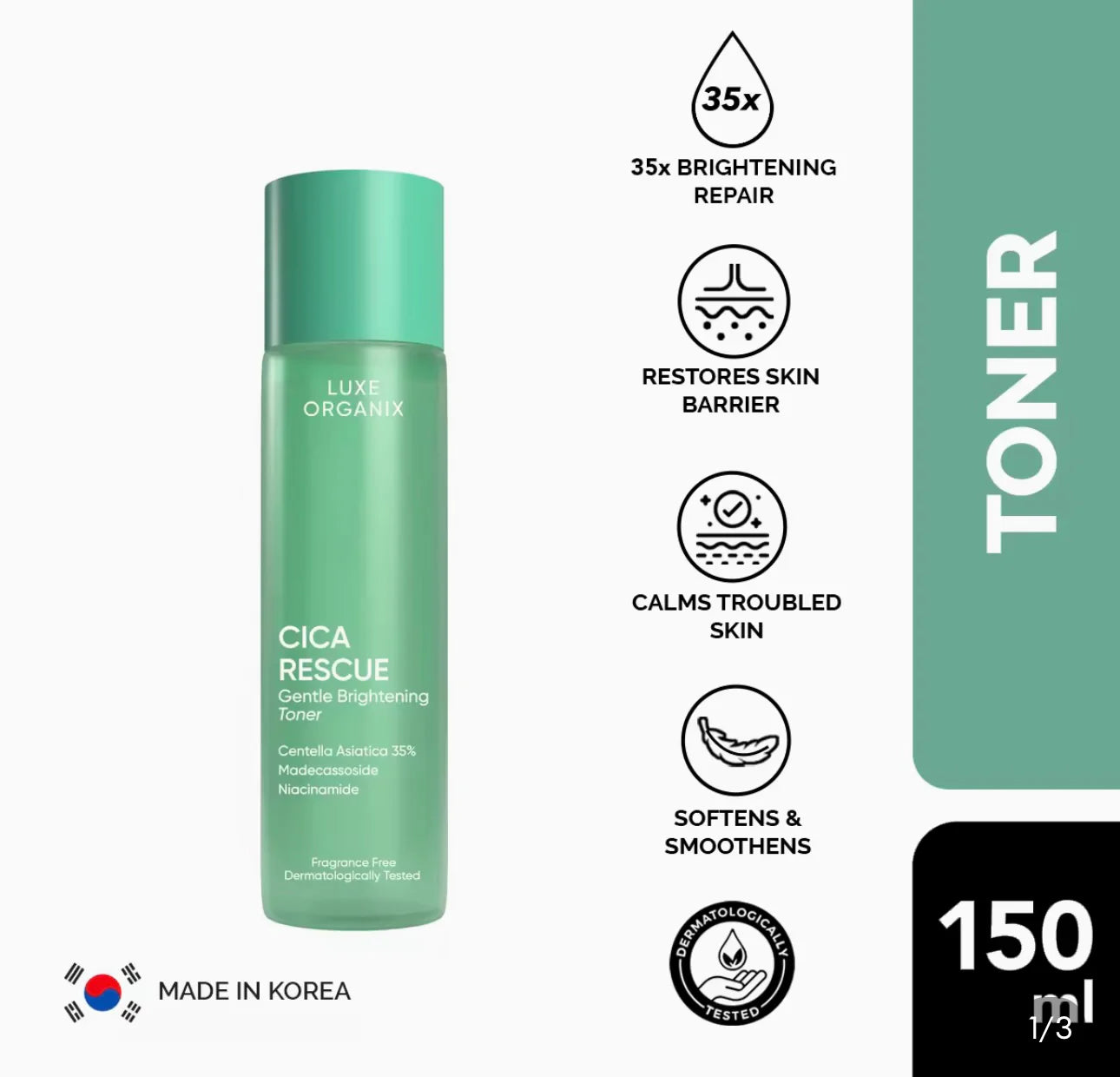 LUXE ORGANIX Cica Rescue Gentle Brightening Toner 150ml