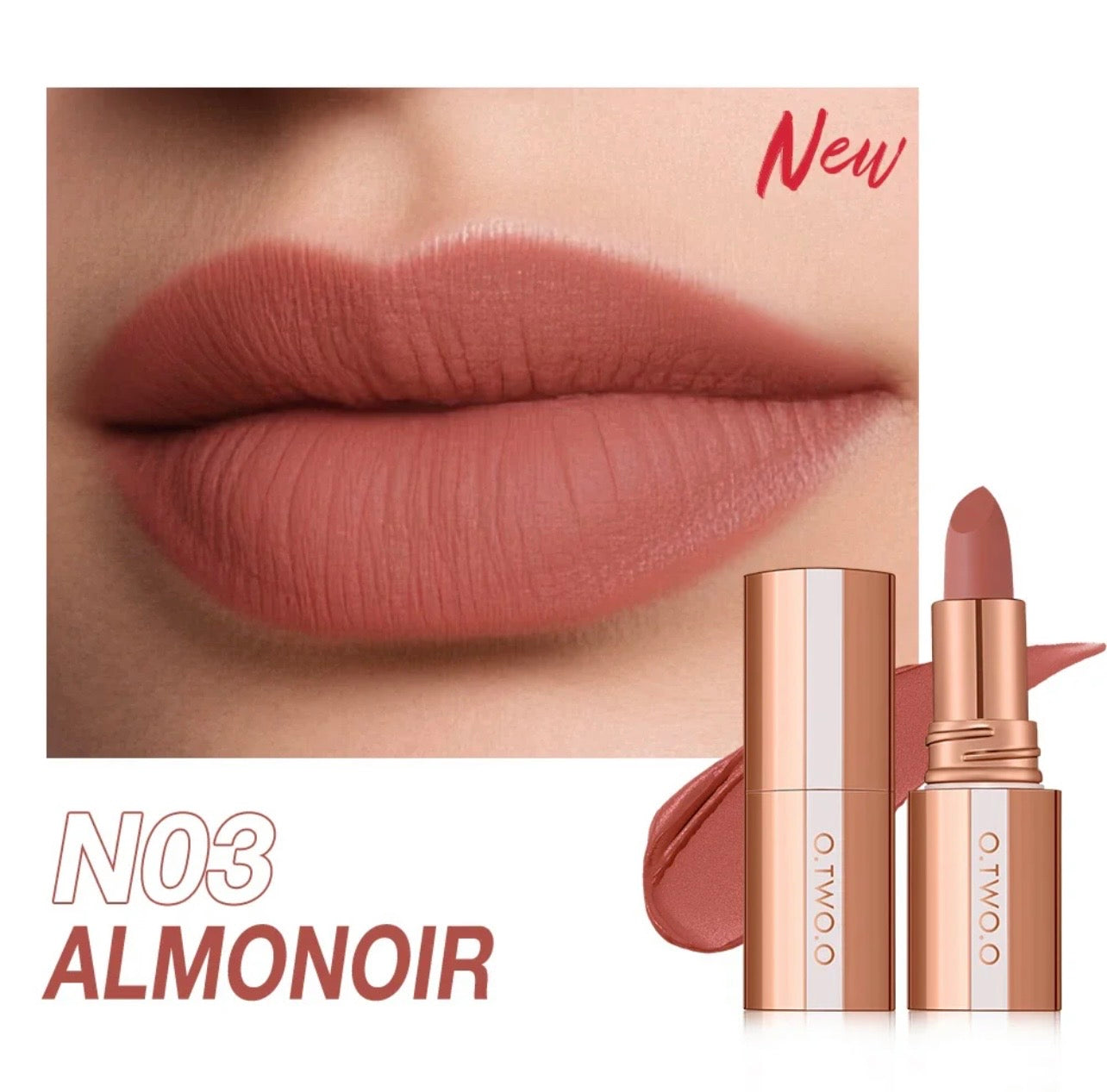 O.TWO.O Powder Matte, Transfer-Proof, Waterproof, 24-hour Intense Color Lipstick