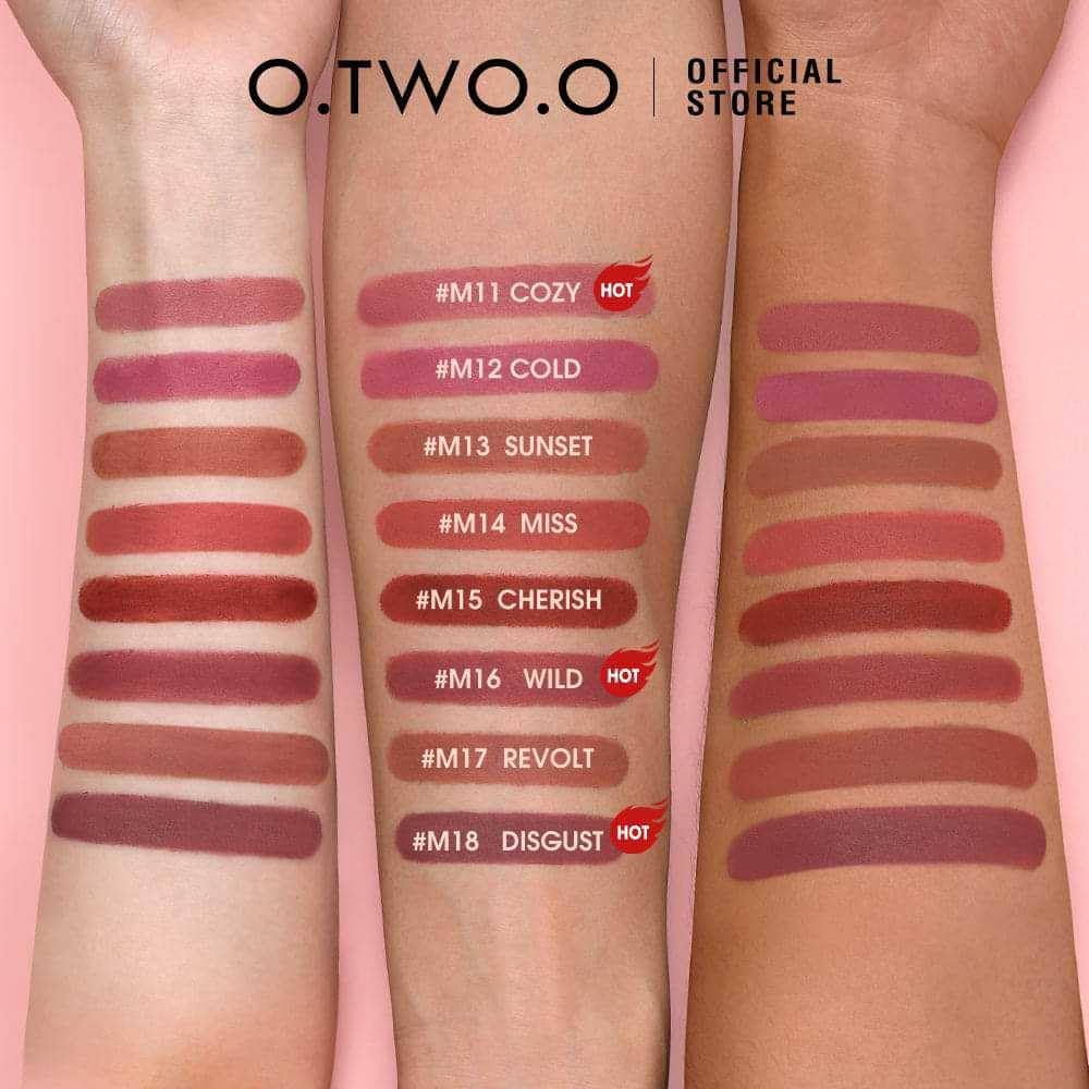 O.TWO.O Powder Matte, Transfer-Proof, Waterproof, 24-hour Intense Color Lipstick
