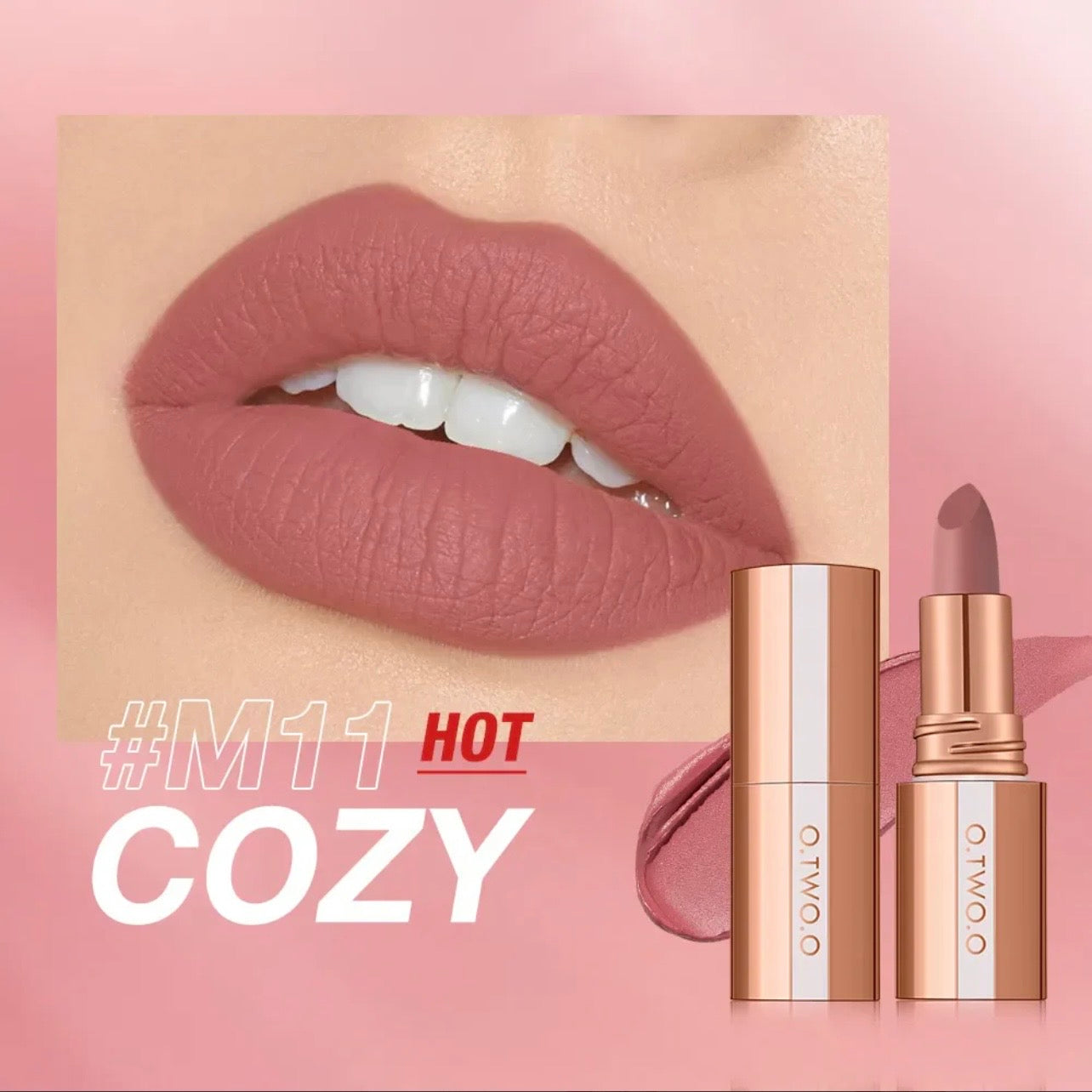 O.TWO.O Powder Matte, Transfer-Proof, Waterproof, 24-hour Intense Color Lipstick