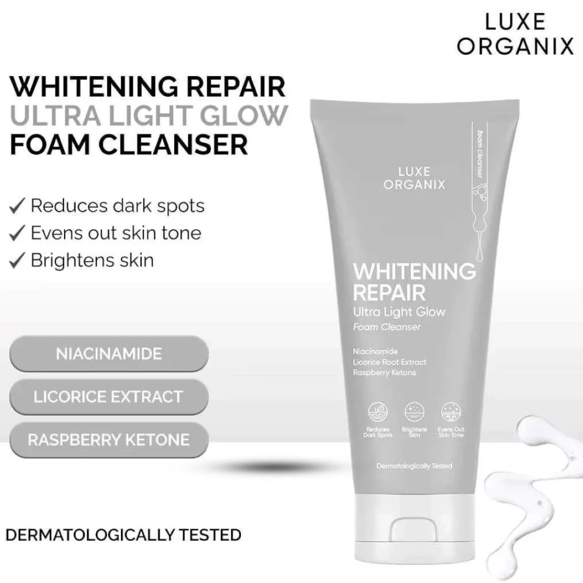 LUXE ORGANIX Brightening Repair Ultra Light Glow Foam Cleanser 150g