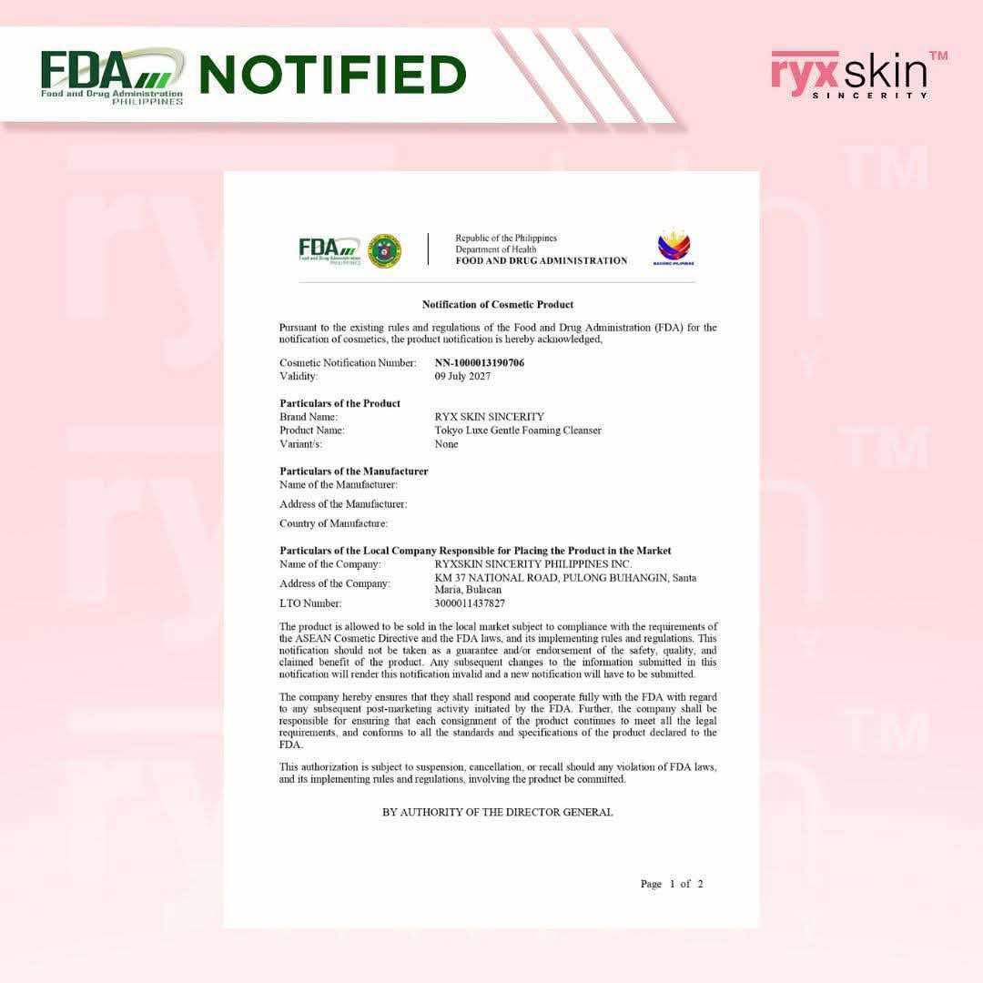 RYXSKIN TOKYO LUXE FOAM CLEANSER 120ml