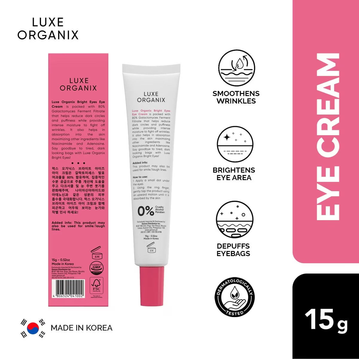 LUXE ORGANIX Bright Eyes Eye Cream 15g