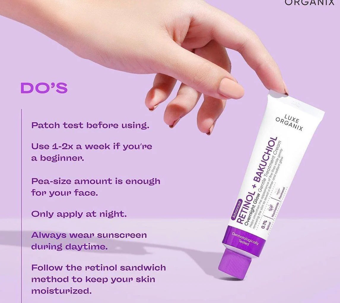 LUXE ORGANIX Retinol + Bakuchiol Overnight Glow Gentle Cream 30g