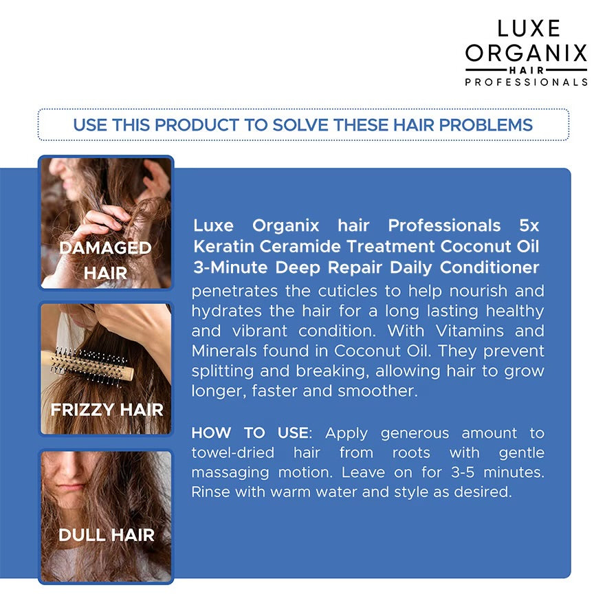 LUXE ORGANIX Keratin Treatment Virgin Coconut Oil 250ml with Luxe Organix Premium Keratin Virgin Coconut Oil Shampoo 210ml