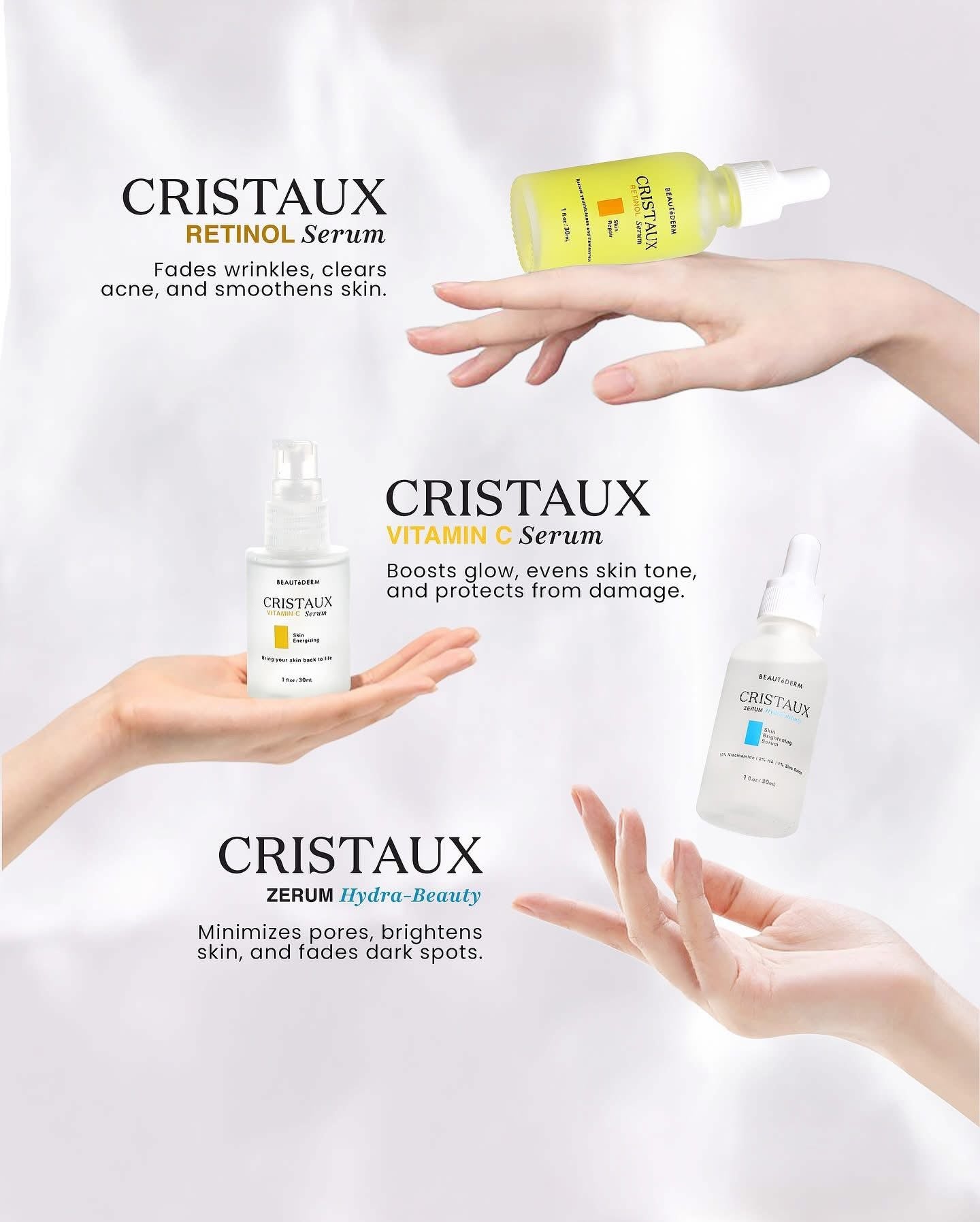 Cristaux Zerum Hydra-beauty Skin Brightening Serum with FREE  Skin Nourishing Cream (20gm)