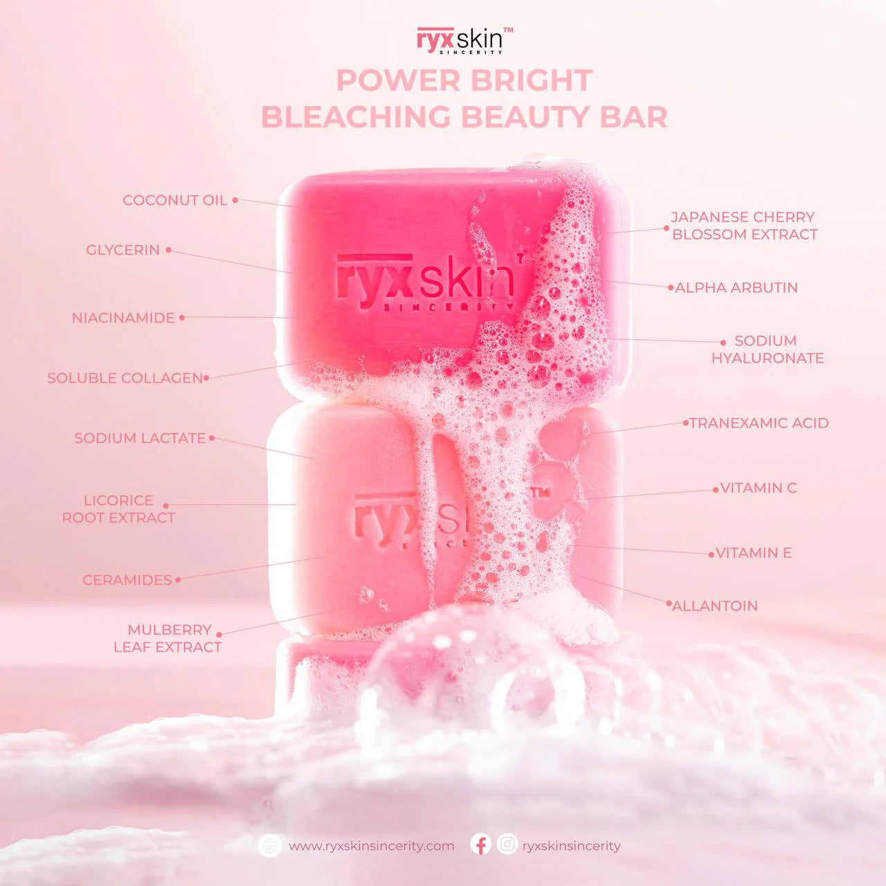 RYXSKIN POWER BRIGHT WHIPPED BEAUTY BAR  70gms (1 bar)