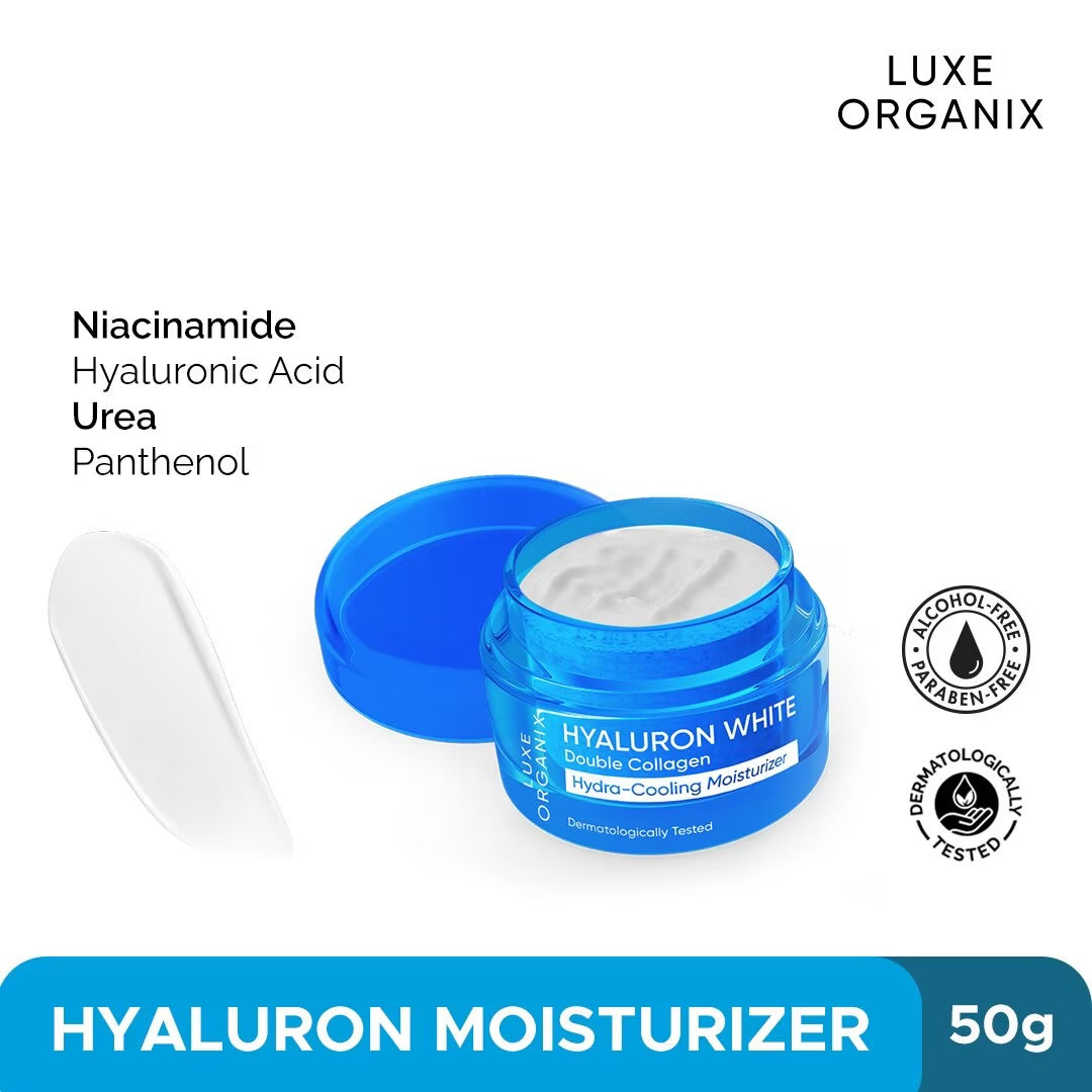 LUXE ORGANIX Hyaluron White Double Collagen Hydra-Cooling Mousturizer 50g
