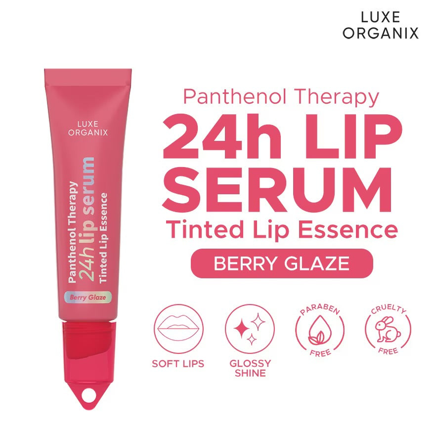LUXE ORGANIX Panthenol Therapy 24hr Lip Serum Tinted Lip Essence Berry Glaze 10g