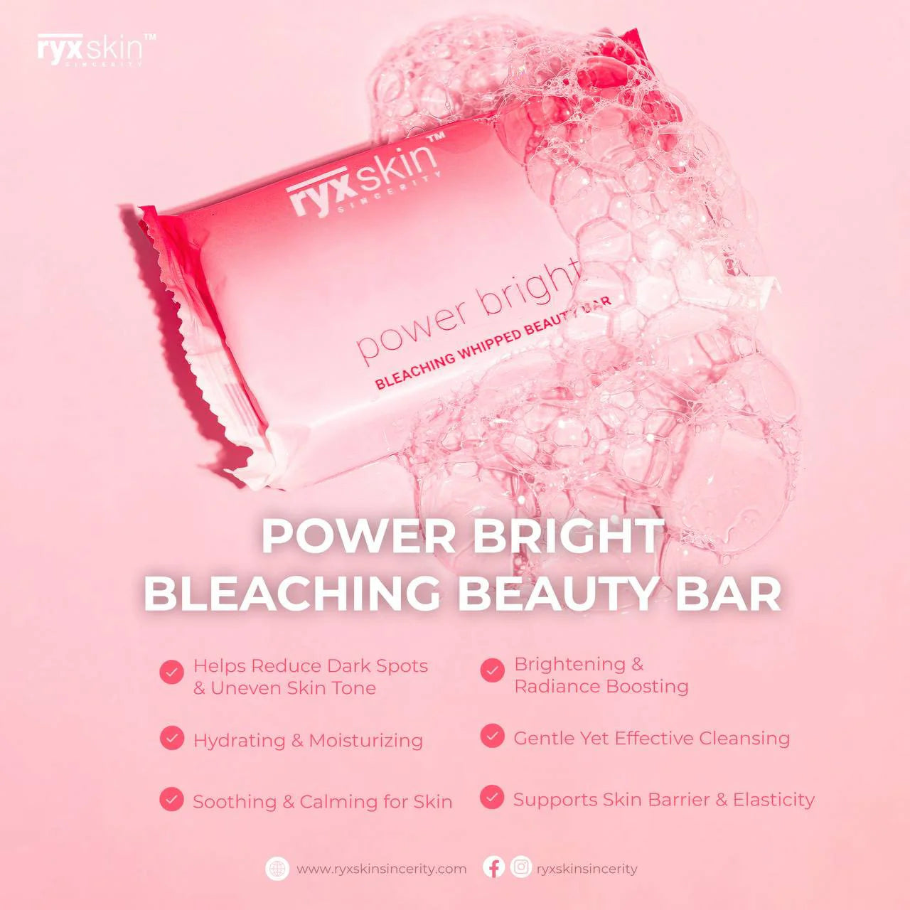 RYXSKIN POWER BRIGHT WHIPPED BEAUTY BAR  70gms (1 bar)