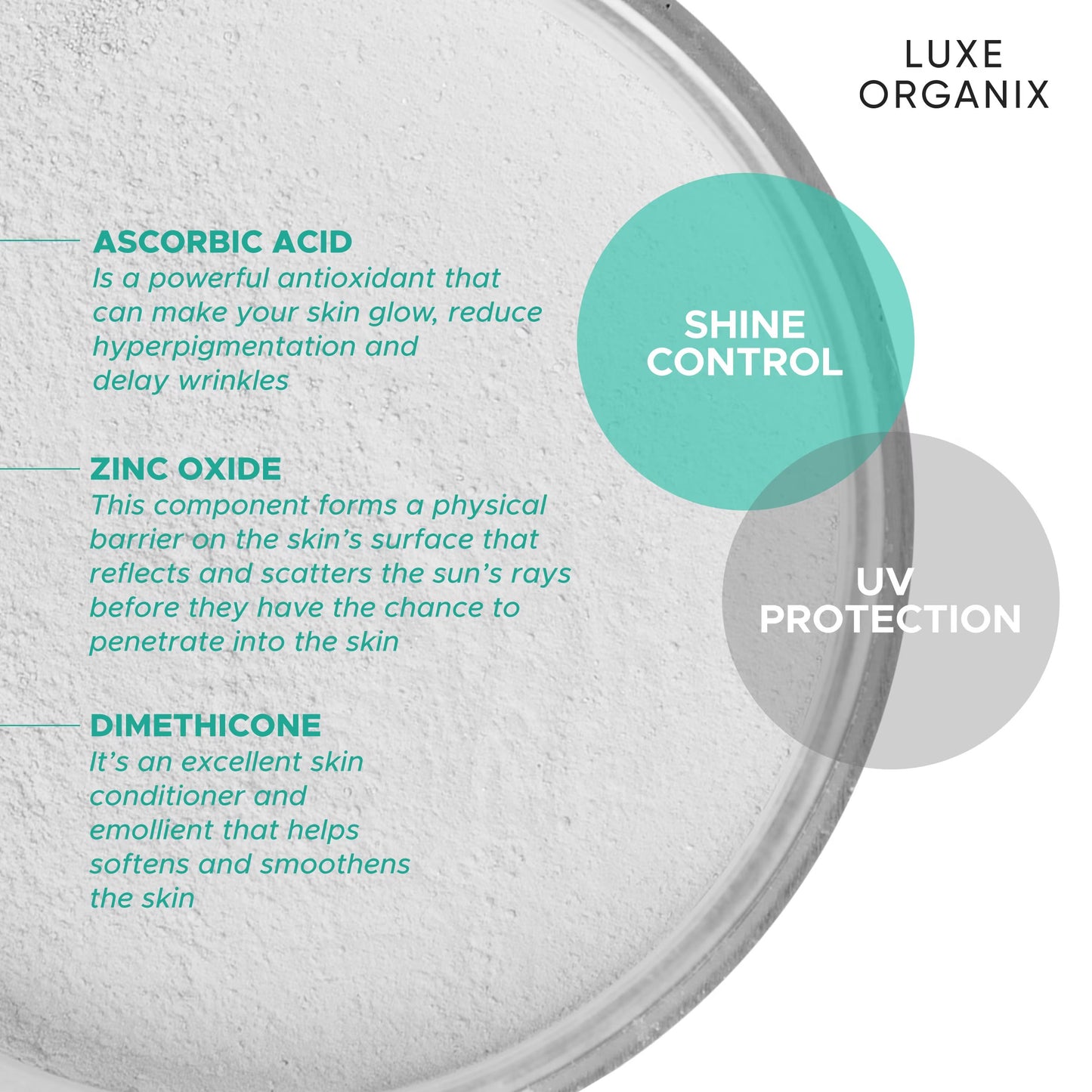 LUXE ORGANIX 24H Zero Sebum Instant Pore Blurring Weightless Matte Powder Spf 50 Pa++++ Translucent 15G