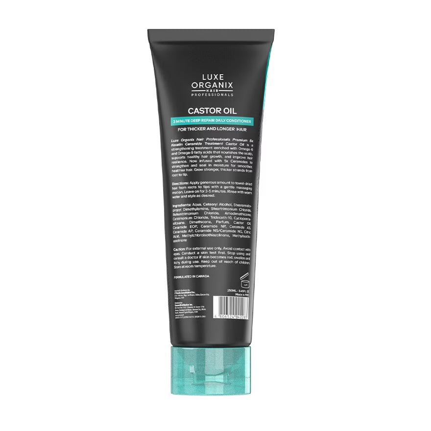 LUXE ORGANIX Premium Keratin Hair Conditioner Castor Oil Treatment 250ml with Luxe Organix Premium Keratin Castor Oil Shampoo 210ml