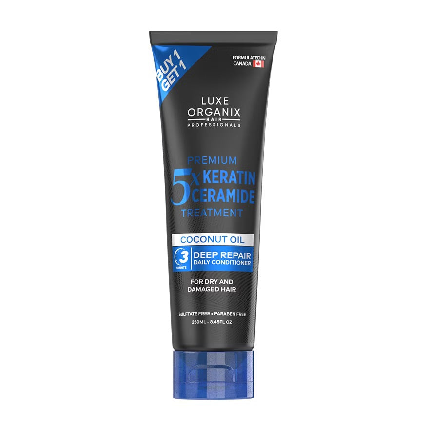 LUXE ORGANIX Keratin Treatment Virgin Coconut Oil 250ml with Luxe Organix Premium Keratin Virgin Coconut Oil Shampoo 210ml