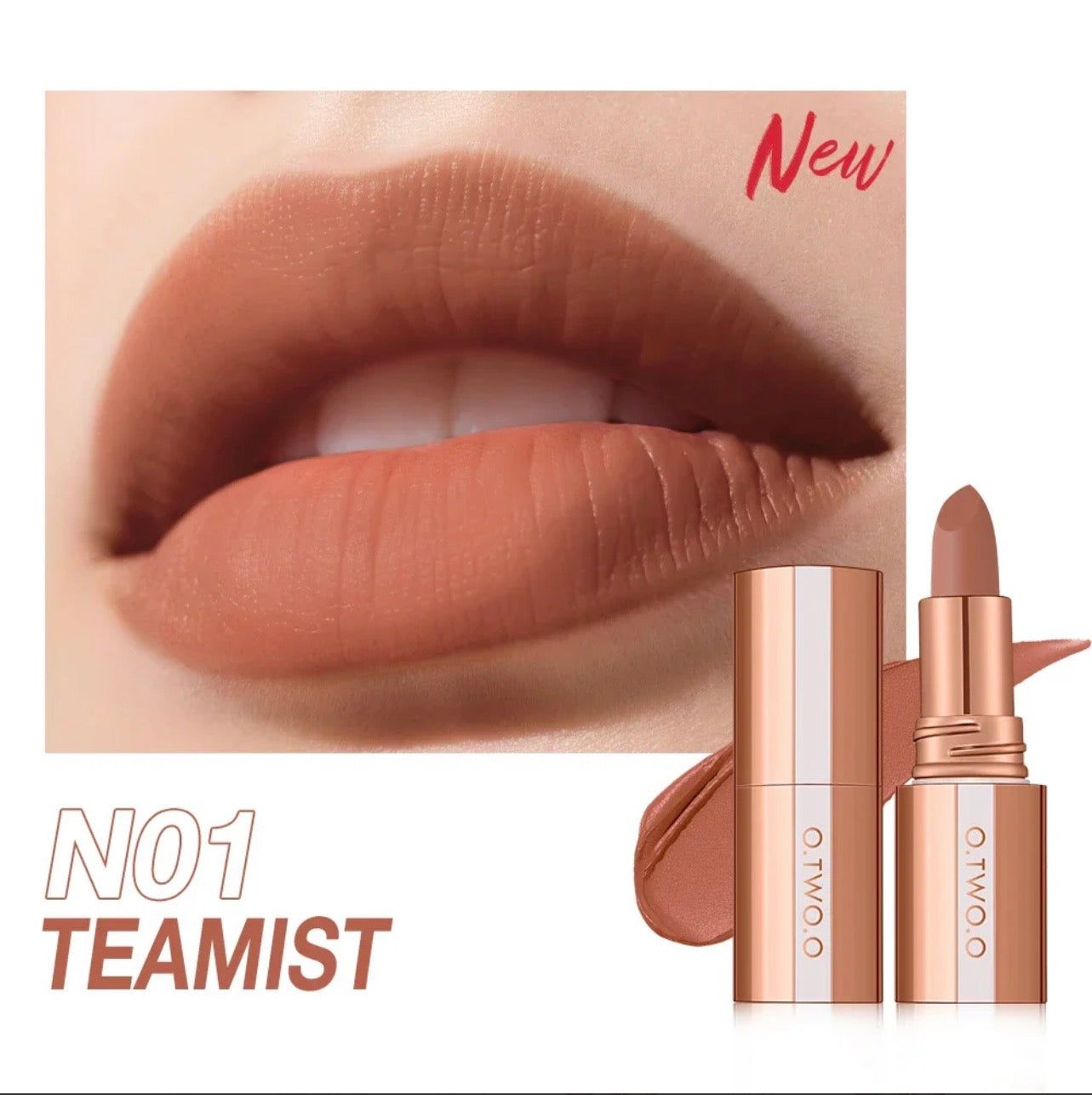 O.TWO.O Powder Matte, Transfer-Proof, Waterproof, 24-hour Intense Color Lipstick
