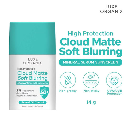 LUXE ORGANIX High Protection Cloud Matte Soft Blurring Mineral Serum Sunscreen SPF50+ PA++++ 40g