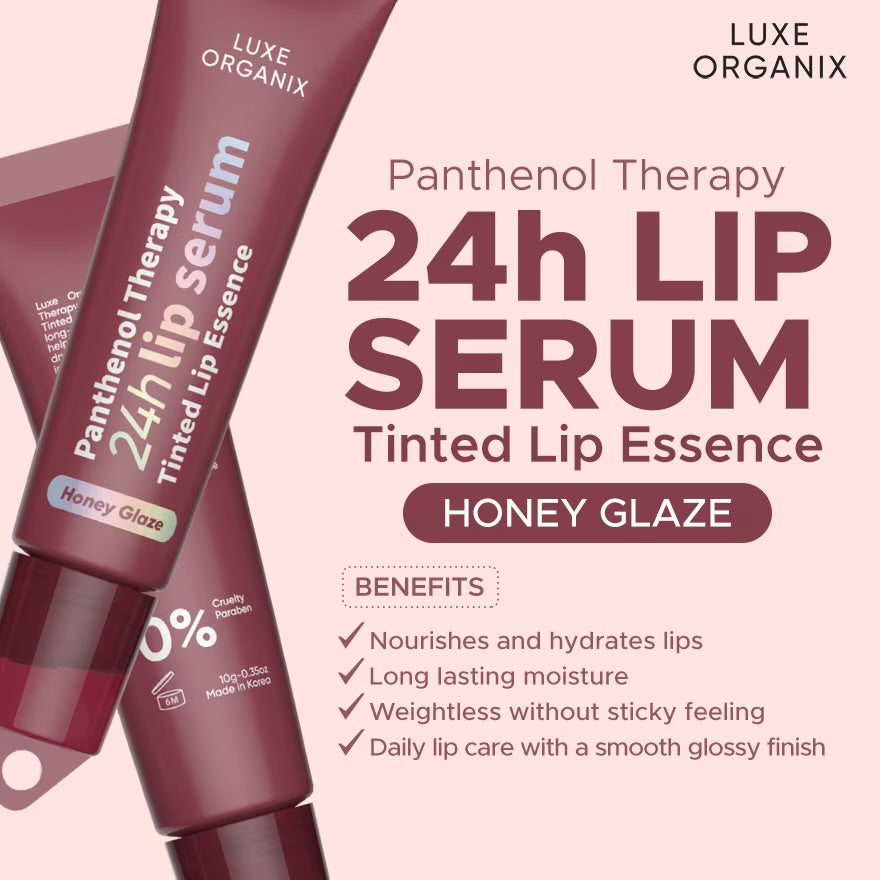 LUXE ORGANIX Panthenol Therapy 24H Lip Serum Tinted Lip Essence Honey Glaze 10G
