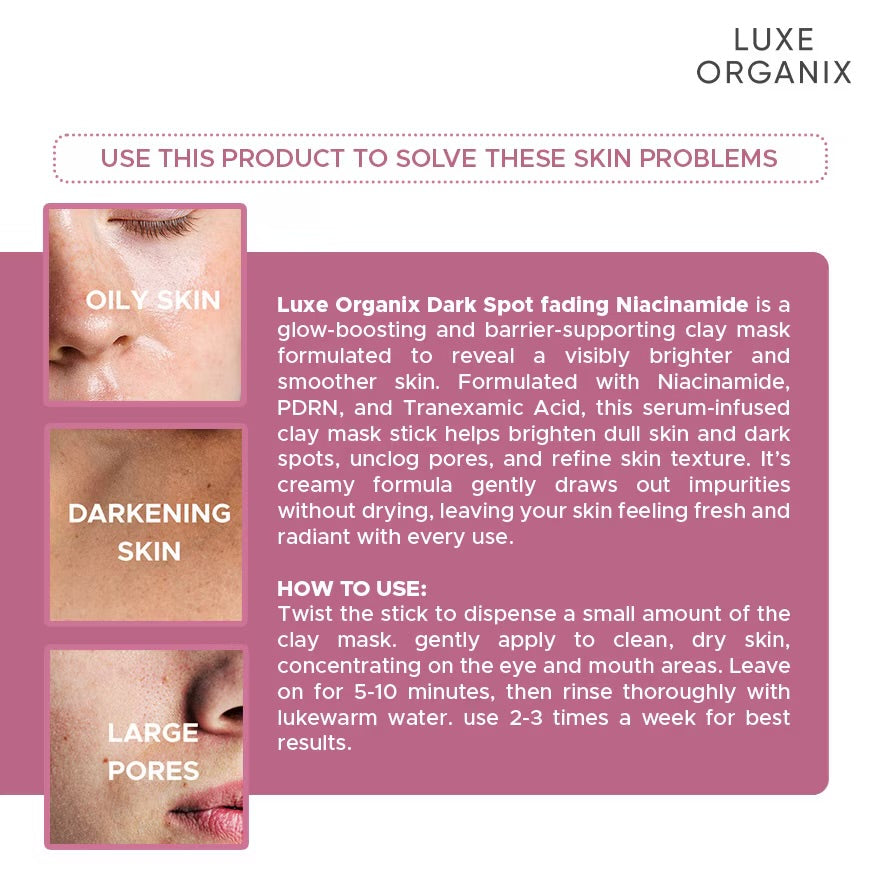 LUXE ORGANIX Dark Fading Spot Niacinamide Clay Mask 52g