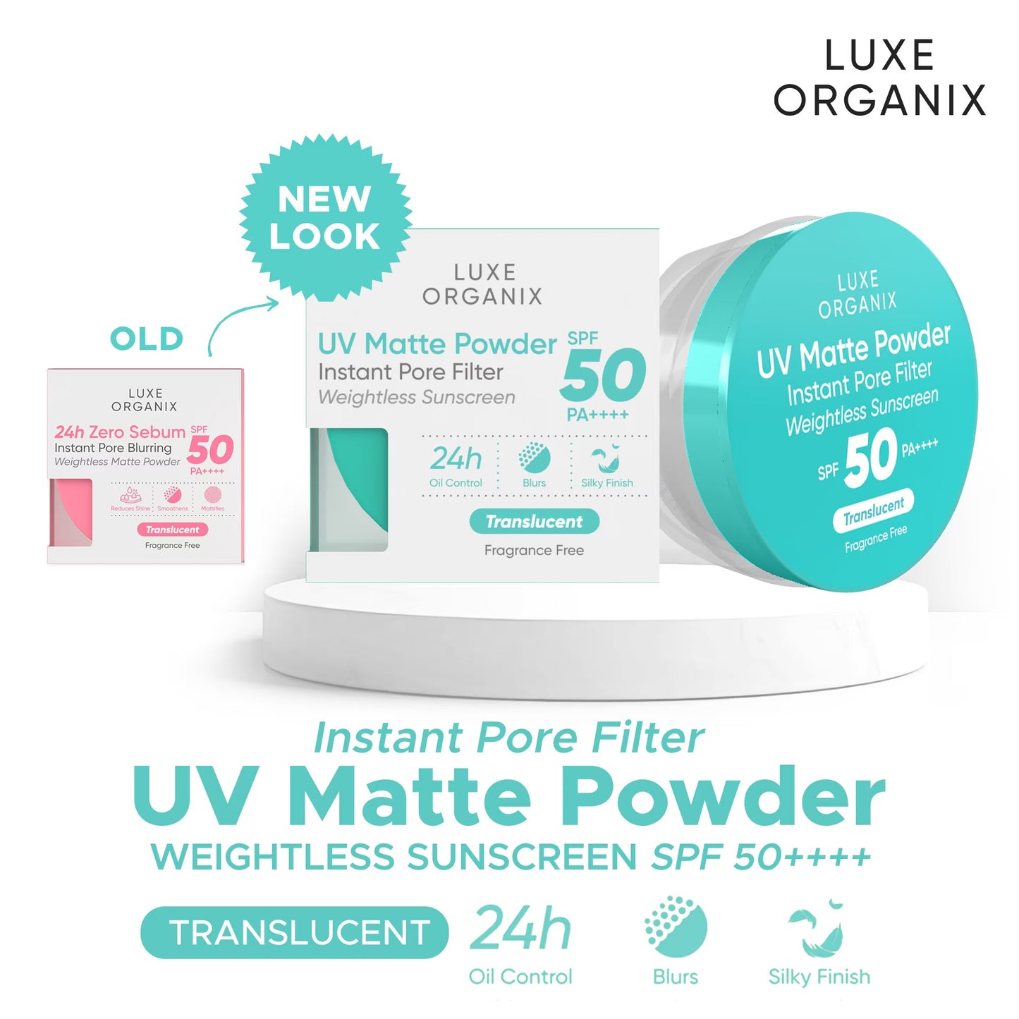LUXE ORGANIX 24H Zero Sebum Instant Pore Blurring Weightless Matte Powder Spf 50 Pa++++ Translucent 15G