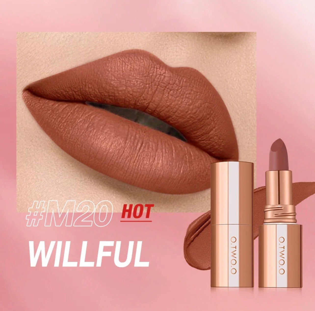 O.TWO.O Powder Matte, Transfer-Proof, Waterproof, 24-hour Intense Color Lipstick