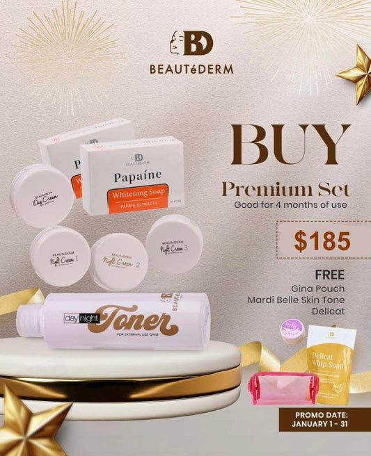 Premium Set* with FREE Gina Pouch, Belle Mineral Powder and Delicat Soap