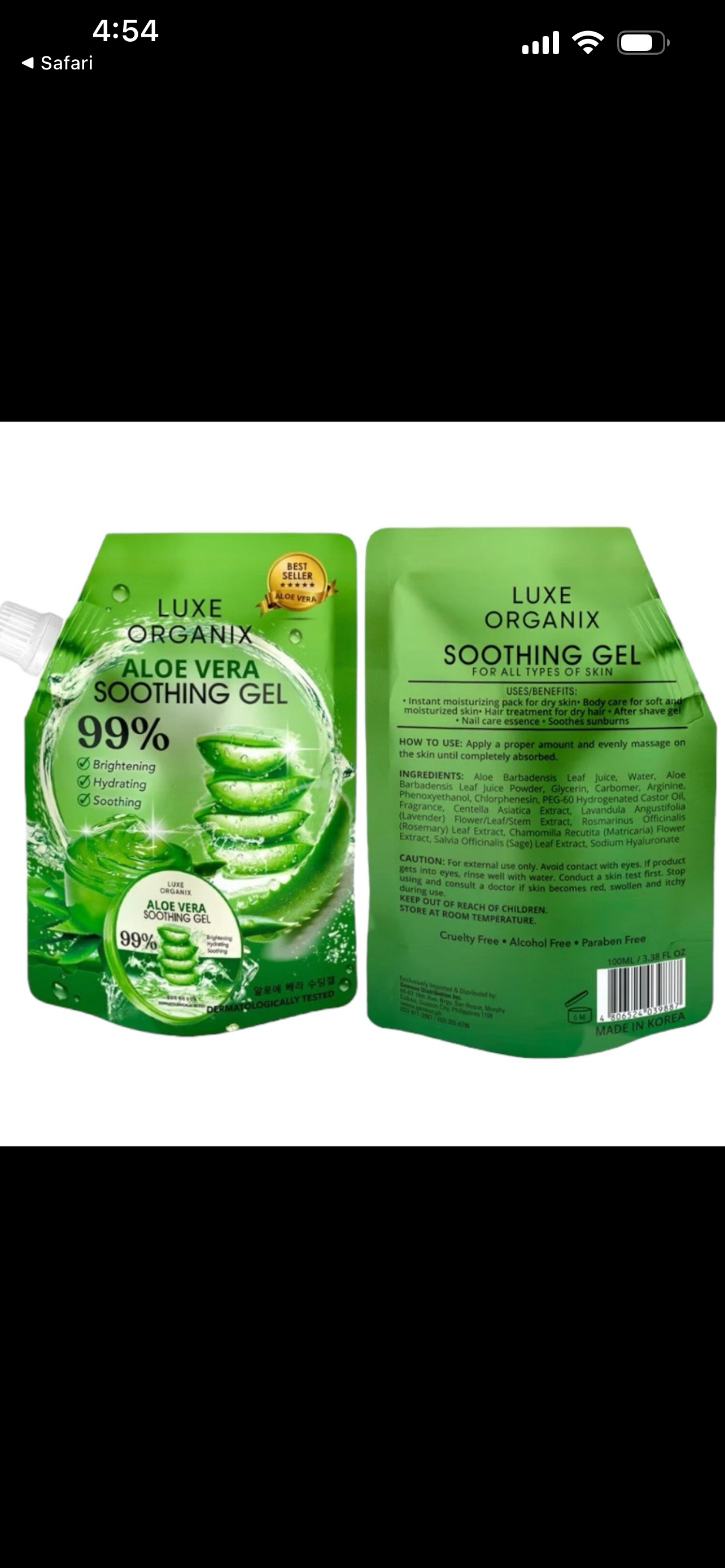 LUXE ORGANIX Soothing Gel Aloe Vera 99.99% - 100ml ( GREEN )