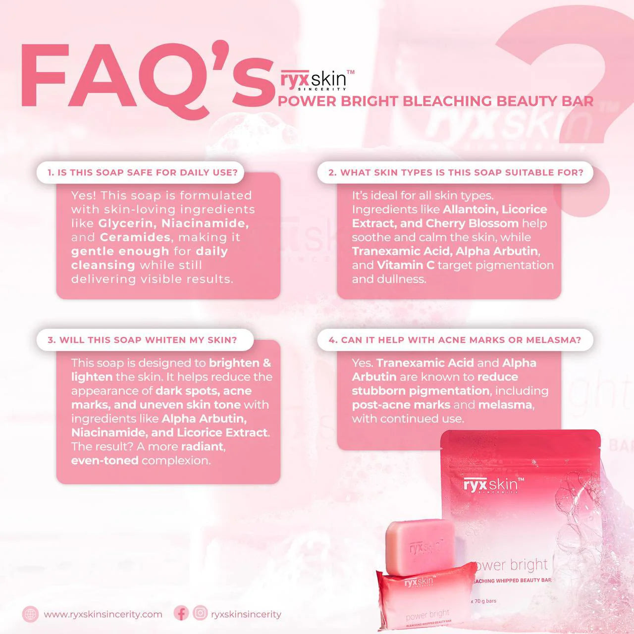 RYXSKIN POWER BRIGHT WHIPPED BEAUTY BAR  70gms (1 bar)