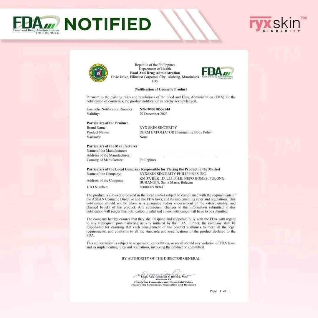 RYXSKIN SINCERITY DERM EXFOLIATOR ILLUMINATING BODY POLISH