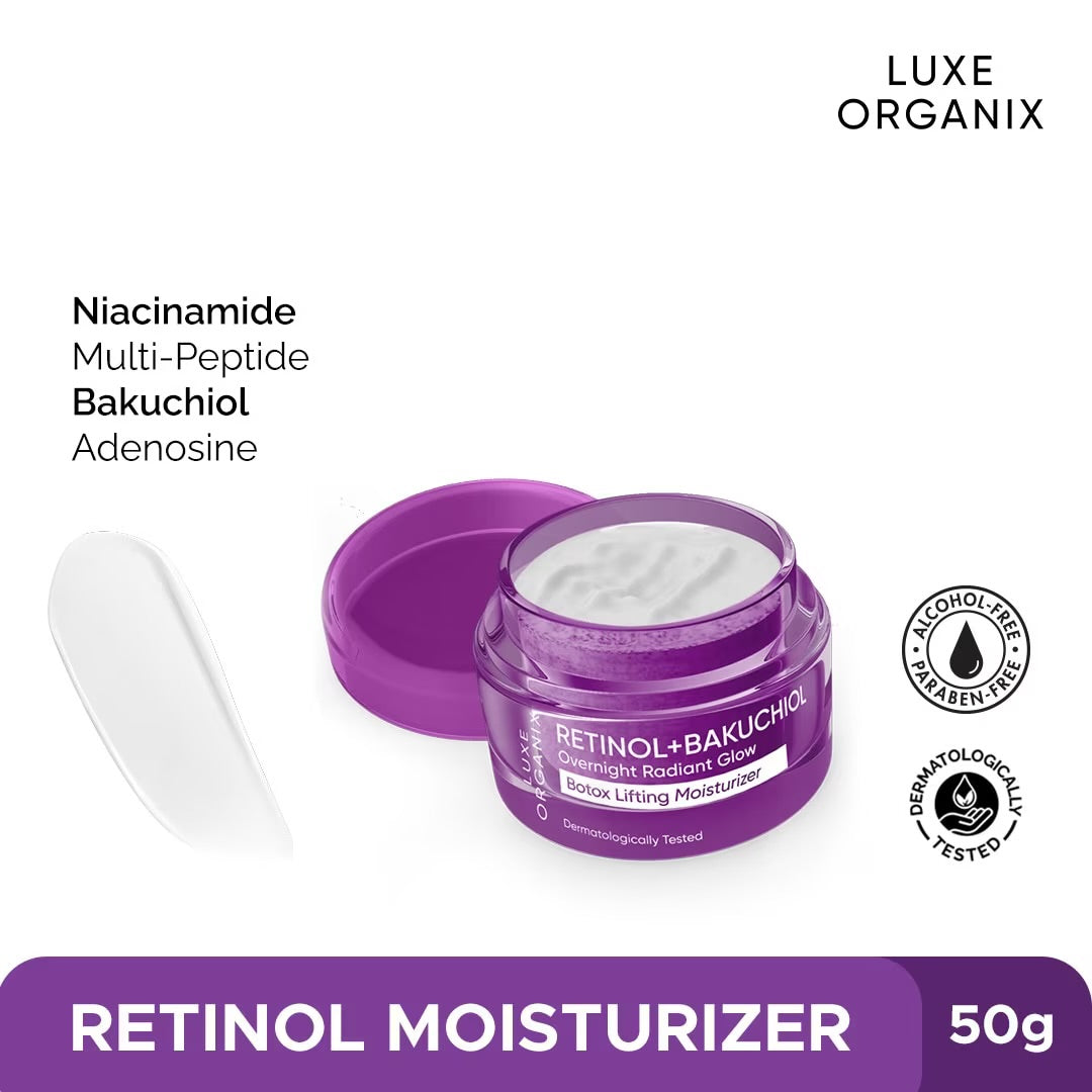 LUXE ORGANIX Retinol + Bakuchiol Overnight Radiant Glow Moisturizer 50g