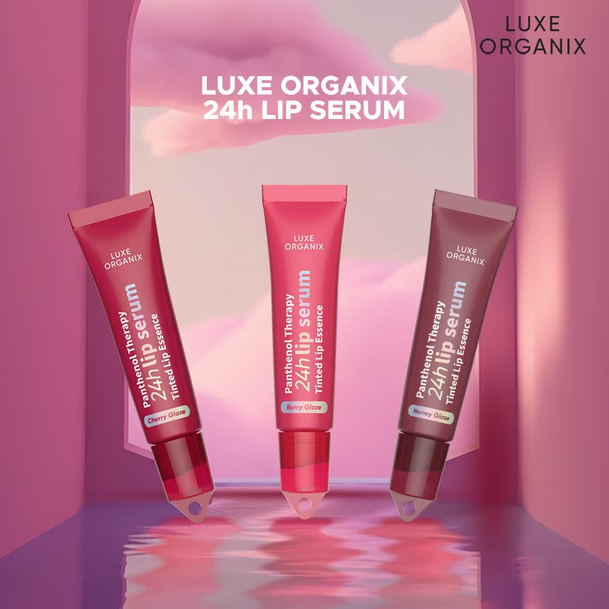 LUXE ORGANIX Panthenol Therapy 24hr Lip Serum Tinted Lip Essence Berry Glaze 10g