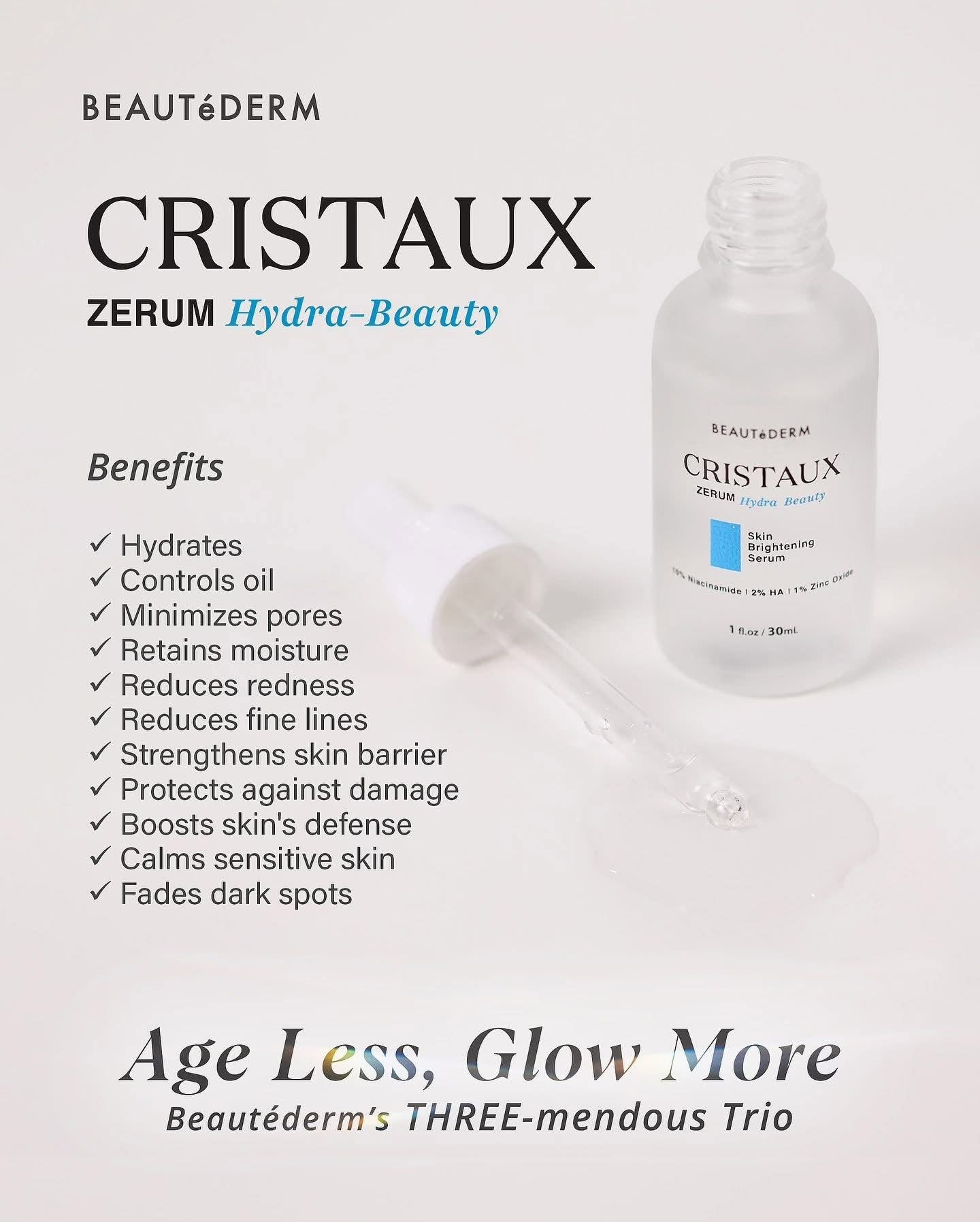 Cristaux Zerum Hydra-beauty Skin Brightening Serum with FREE  Skin Nourishing Cream (20gm)