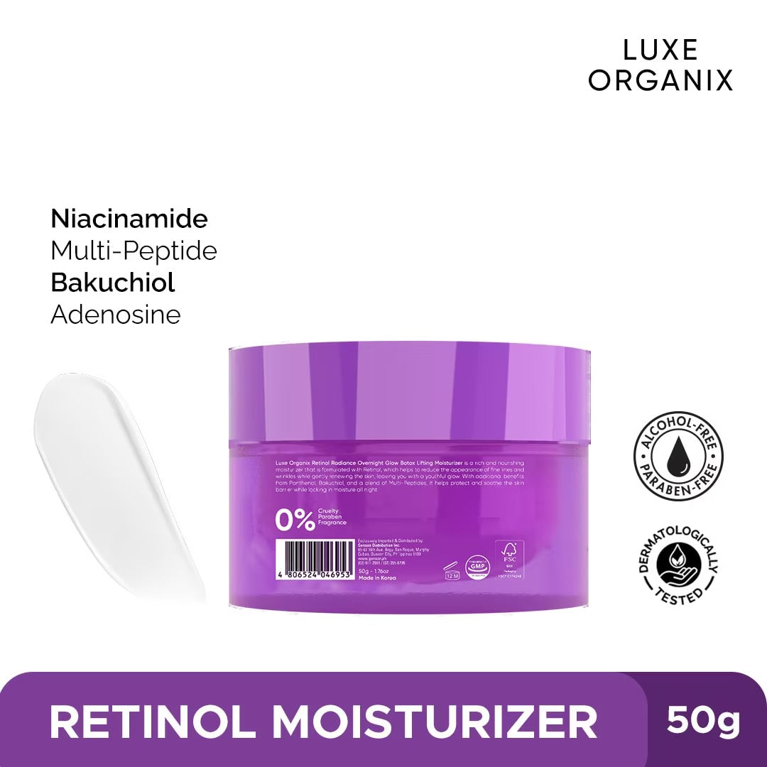 LUXE ORGANIX Retinol + Bakuchiol Overnight Radiant Glow Moisturizer 50g