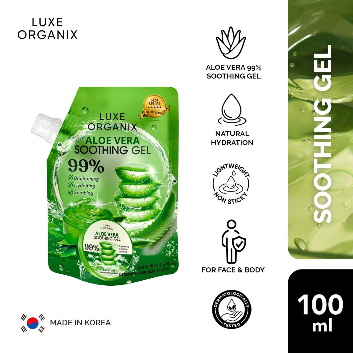 LUXE ORGANIX Soothing Gel Aloe Vera 99.99% - 100ml ( GREEN )